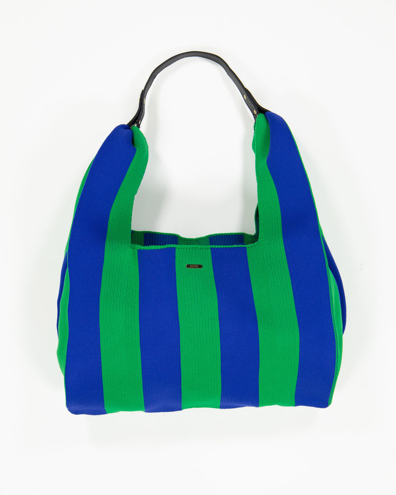 Navy & Green Stripe Jumbo Shopper