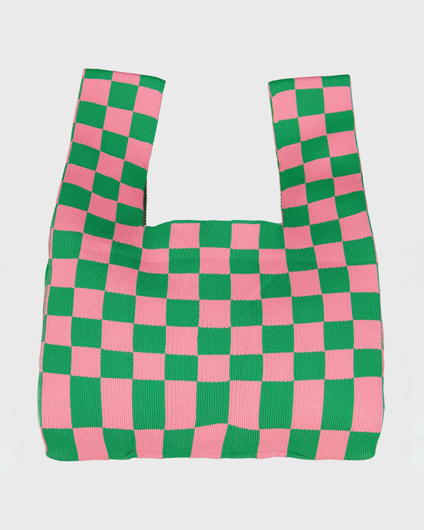 Green & Pink Check Jumbo Shopper