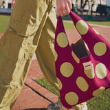 Aubergine & Lime Polka Dot Hobo Shopper