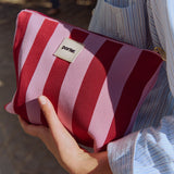 Cherry & Blush Striped Vanity Pouch