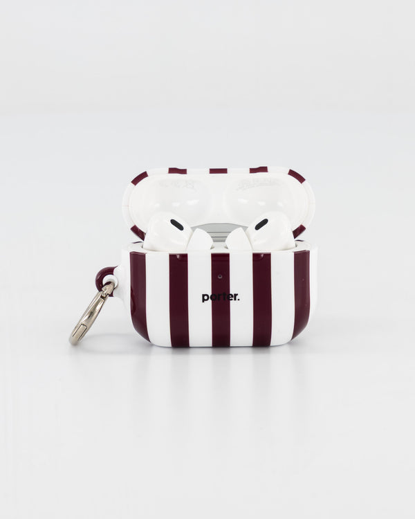 Airpods Pro - Burgundy & White Stripe