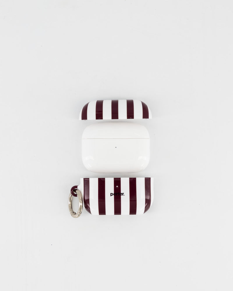 Airpods Pro - Burgundy & White Stripe