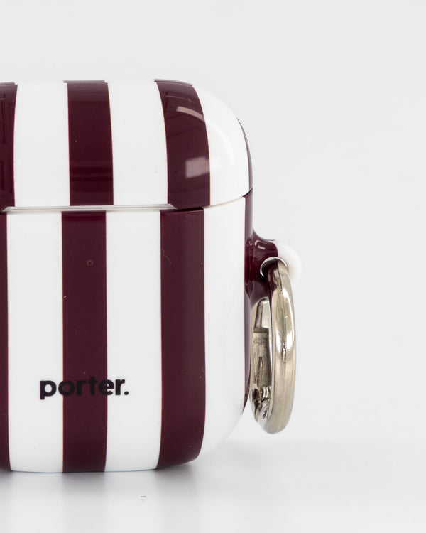 Airpods 1/2 - Burgundy & White Stripe