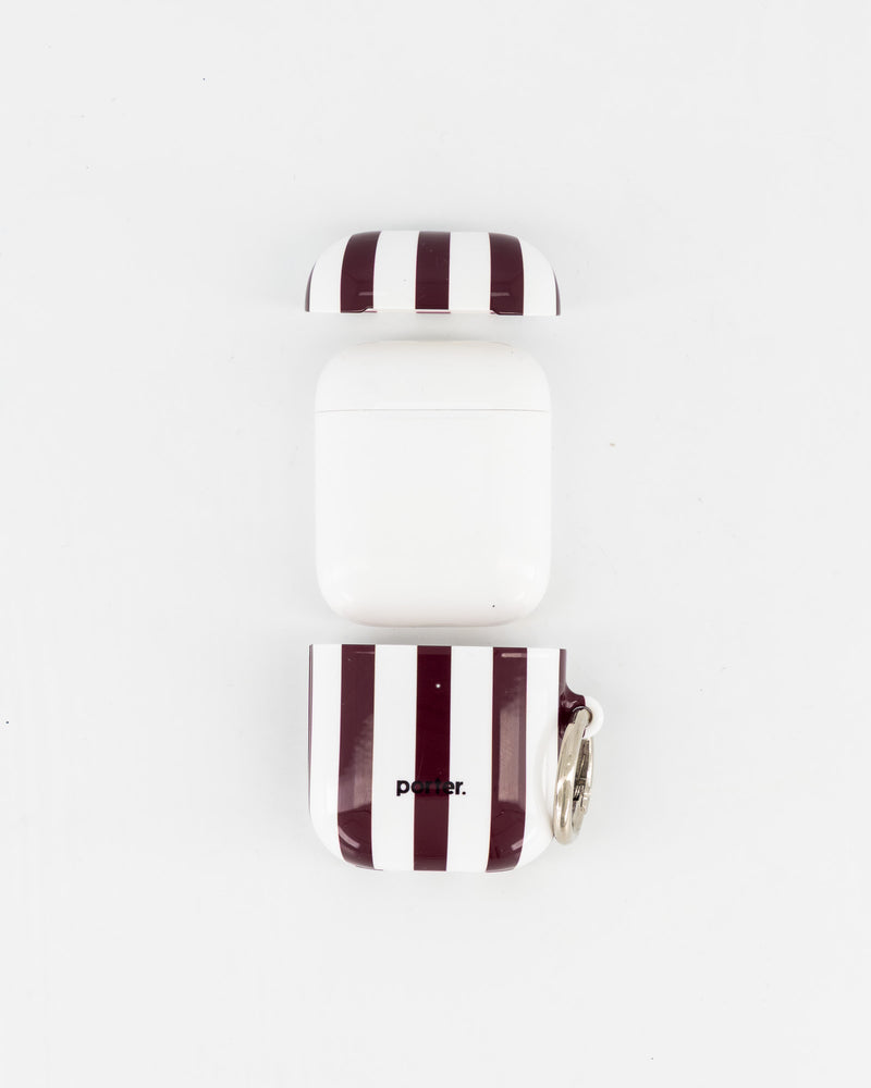 Airpods 1/2 - Burgundy & White Stripe