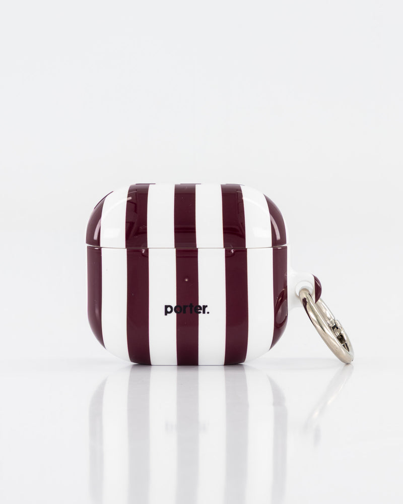Airpods 3 - Burgundy & White Stripe