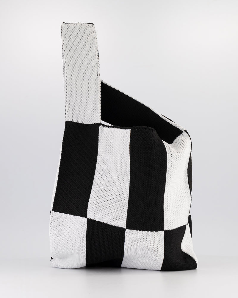 The C Scacchi - Black and White leather Handbag | ALOHAS