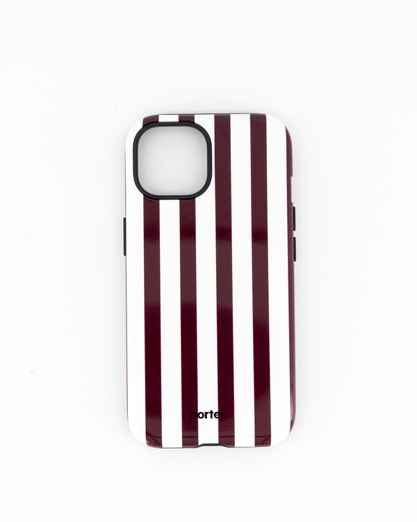 iPhone 15- Burgundy & White Stripe