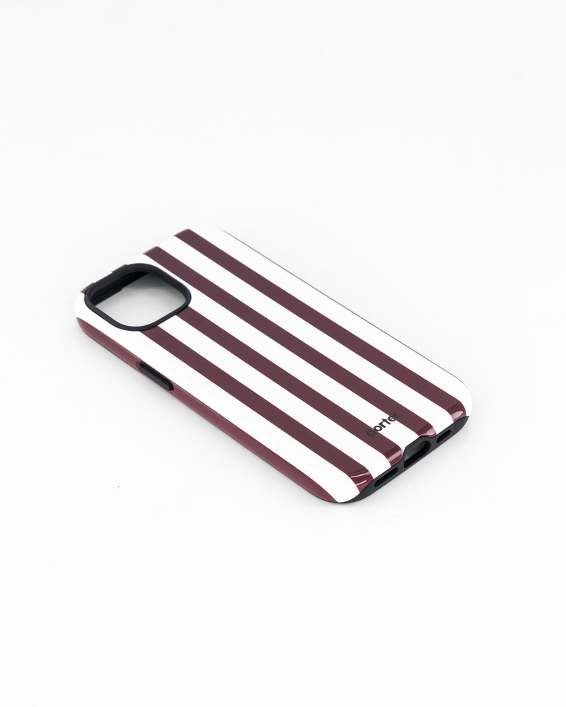 iPhone 15- Burgundy & White Stripe