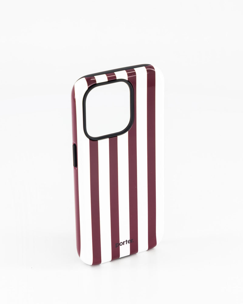 iPhone 15 Pro- Burgundy & White Stripe