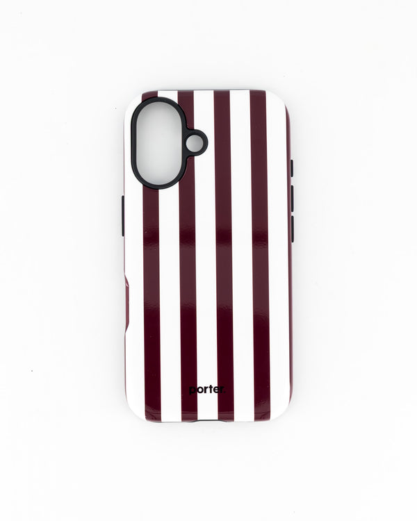 iPhone 16- Burgundy & White Stripe