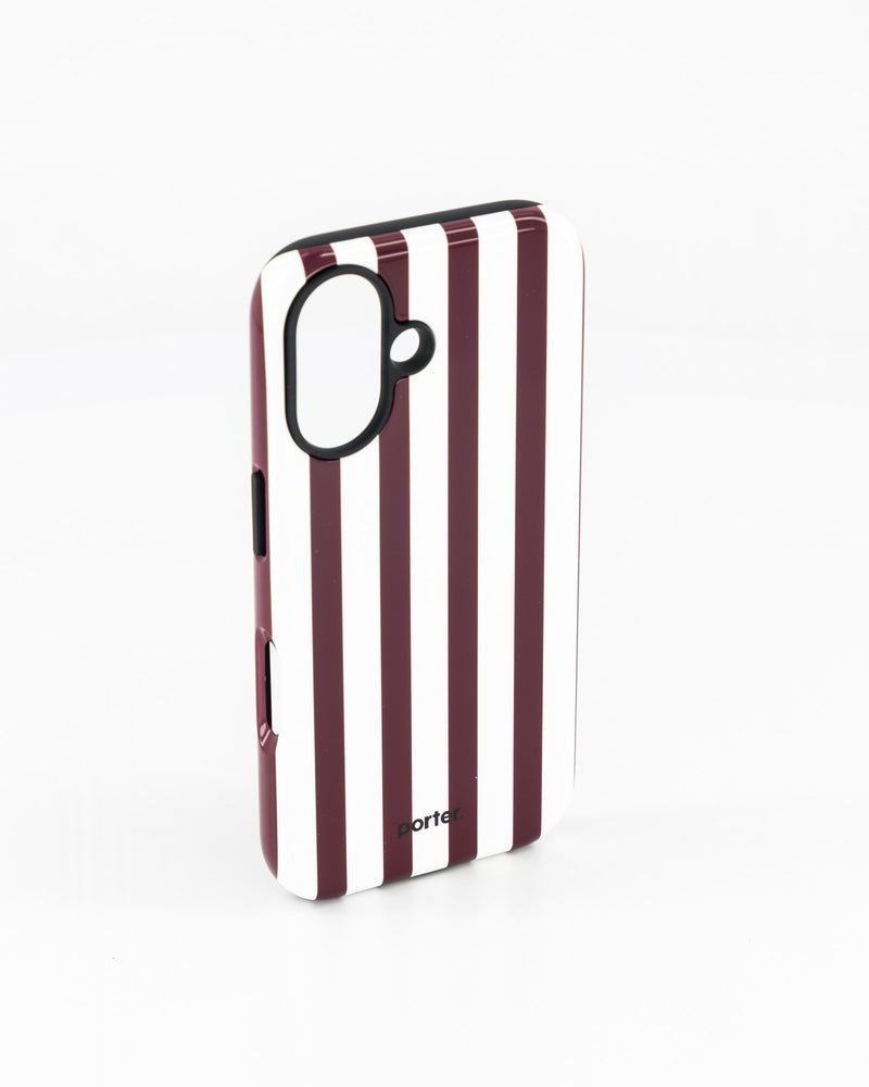 iPhone 16- Burgundy & White Stripe