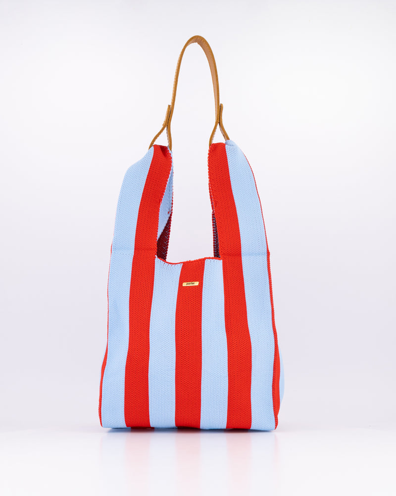 Red & Blue Vertical Stripe Shopper