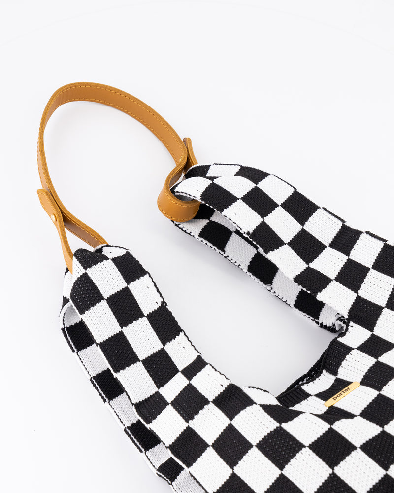 Black & White Check Shopper