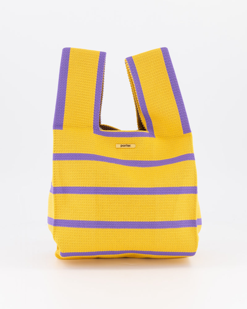 Yellow & Purple Horizontal Stripe Mini Shopper