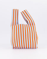 Coral & Light Blue Thin Vertical Stripe Mini Shopper