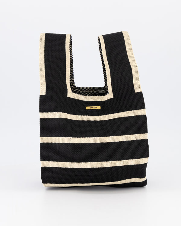 Black & Cream Horizontal Stripe Mini Shopper