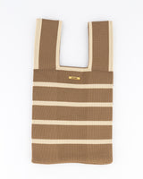 Brown & Cream Horizontal Stripe Mini Shopper