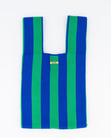 Green & Navy Stripe Mini Shopper