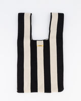 Black & Ivory Striped Mini Shopper