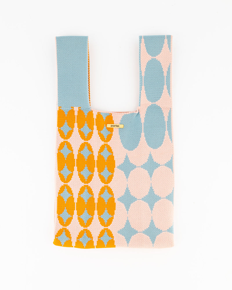 Pink/Orange & Blue Abstract Print Mini Shopper