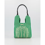 Green & Stone Thin Stripe with Circle Detail Mini Shopper