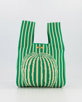 Green & Stone Thin Stripe with Circle Detail Mini Shopper