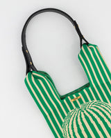 Green & Stone Thin Stripe with Circle Detail Mini Shopper