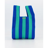 Turquoise & Navy Stripe Mini Shopper