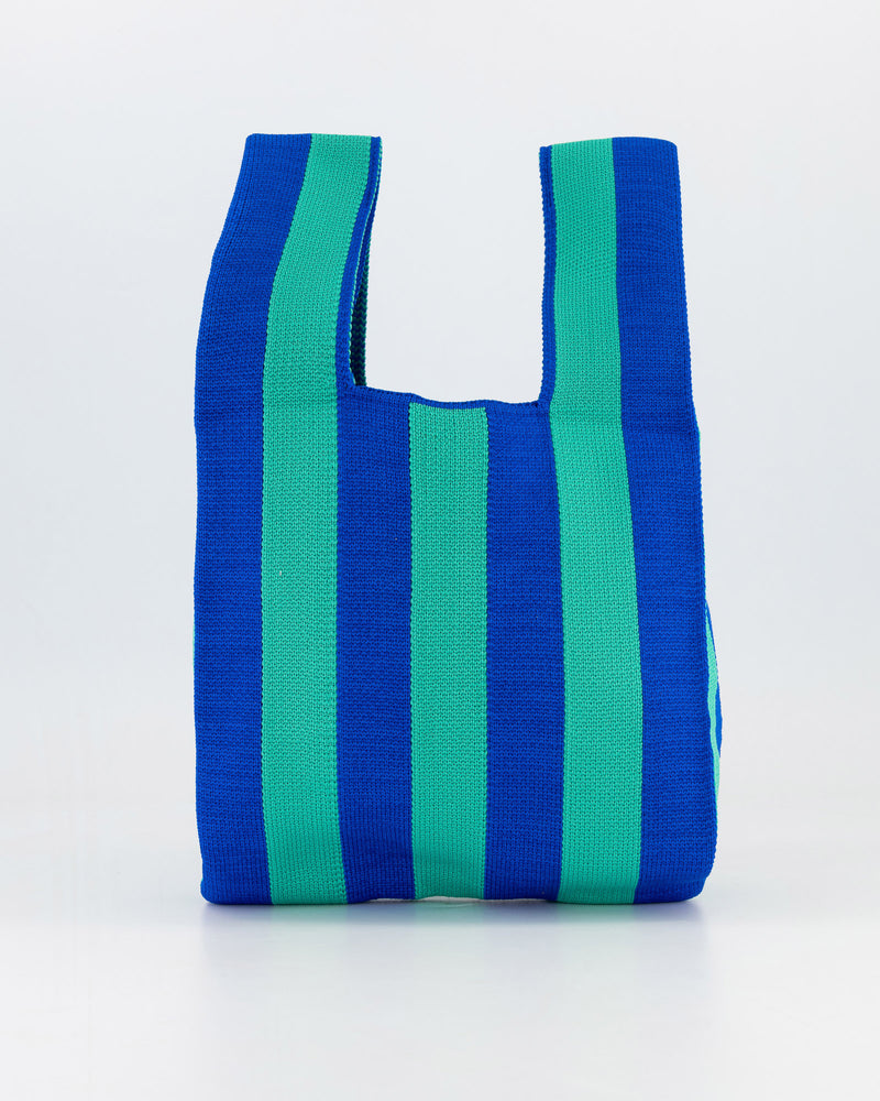 Turquoise & Navy Stripe Mini Shopper