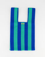 Turquoise & Navy Stripe Mini Shopper