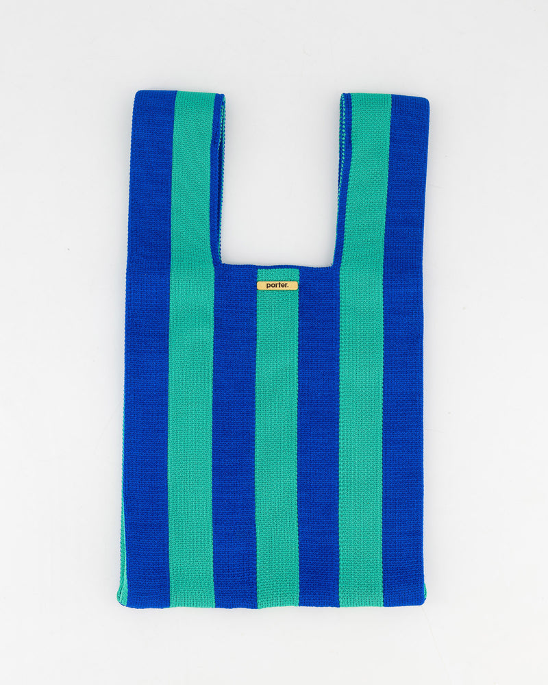 Turquoise & Navy Stripe Mini Shopper