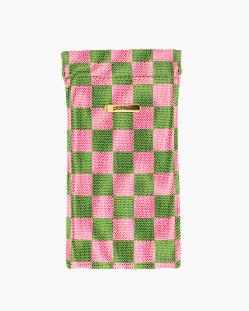 Sunglass Case in Green & Pink Check