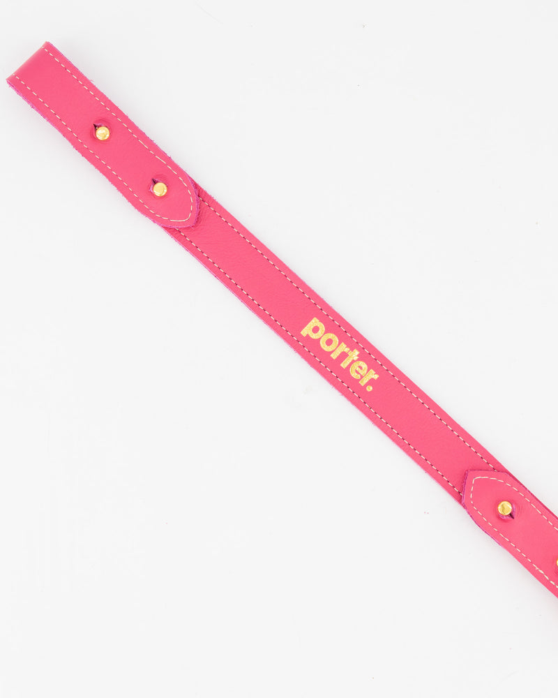 Short Leather Strap in Cerise Pink with Gold Embossing