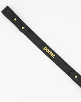 Long Leather Strap in Matte Black with Gold Embossing