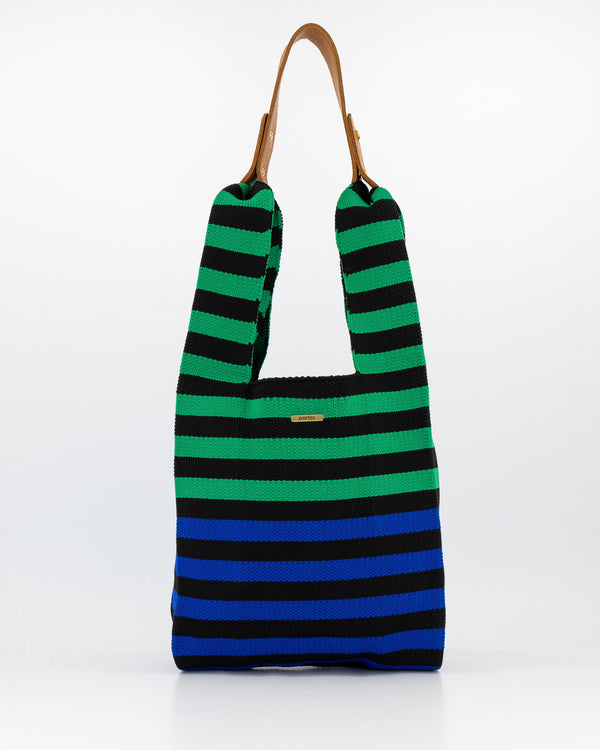 Green/Blue Striped Maxi Shopper