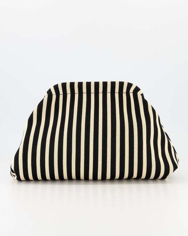 Black & Stone Thin Vertical Striped Clutch