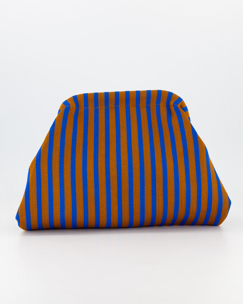 Navy & Brown Thin Vertical Striped Clutch