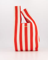 Red & Milk Striped Maxi Shopper