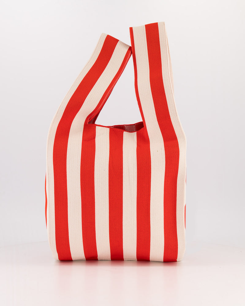 Red & Milk Striped Maxi Shopper