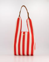 Red & Milk Striped Maxi Shopper