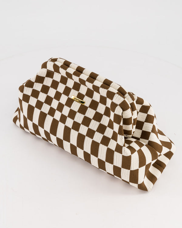 Choc & Milk Check Clutch