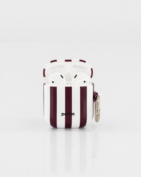 Airpods 1/2 - Burgundy & White Stripe