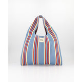 Blue, Red & Yellow Thin Striped Hobo Shopper