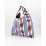 Blue, Red & Yellow Thin Striped Hobo Shopper