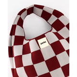 Burgundy & Grey Check Hobo Shopper