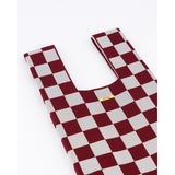 Burgundy & Grey Check Mini Shopper