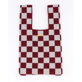 Burgundy & Grey Check Mini Shopper