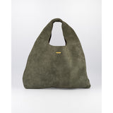 Olive Leather Hobo Shopper