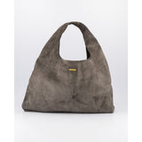 Sky Grey Leather Hobo Shopper