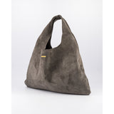 Sky Grey Leather Hobo Shopper